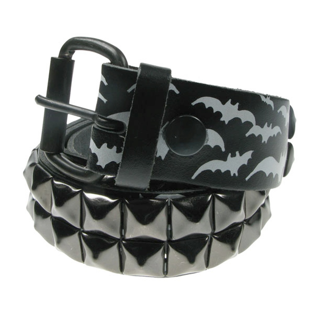Bullet 69 Funky Punk - 2 Row Pyramid On Bat Print Riem - Zwart
